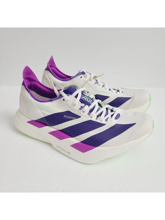 NEW Adidas Adizero Pro 4 Running Shoes JR1656 Size 9.5 Core White Purple Lime main image 7